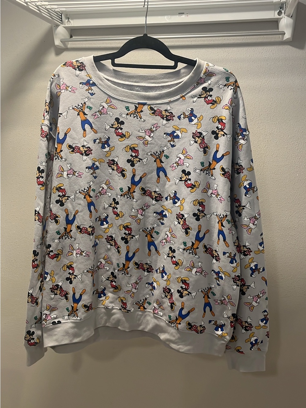 Disney Light Gray Kids Pajama Top with Multicolor Character Print